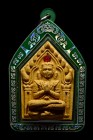 【正牌】 寺廟屈確喔燙 龍婆公大師 2565年 雙刀坤平 {黃色} 配戴型 連綠色鐳射防水殼(No.30264)