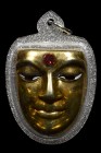 【正牌】阿贊白礦大師 金面人緣富貴佛 配戴型 連閃銀色邊防水殼(No.29297)