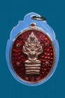 泰國佛牌 寺廟屈啦肯曳 龍婆冼大師 七龍佛(紅色)配戴型 連透明防水殼 (NO.26117)