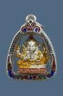 【正牌】寺廟屈哥共 龍婆樂大師 象神小立尊（白金色） 配戴型 連純銀龍也防水殼(No.29235)