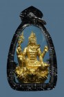 泰國佛牌 龍婆拉架大師 濕婆神【苦行僧法相】黃銅版 小立尊 連黑銀色防水殼(NO.28364)
