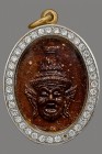【正牌】寺廟屈班柏(老虎廟) 龍婆笨大師 一期 魯士破鏡 配戴型 附驗證卡 連意大利金鑽防水殼(No.29854)