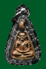 泰國佛像 寺廟屈班間 2541年 龍婆艮大師自身 財佛 配戴型 連黑銀色邊防水殼(No.20696)