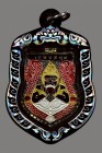 【正牌】寺廟屈破史實額 龍婆濟公大師 拉胡天神 配戴型 連銀色鐳射邊防水殼 (NO.30054)