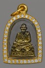 【正牌】寺廟屈班柏(老虎廟) 龍婆笨大師 自身騎虎 附驗證卡 連意大利金鑽防水殼(No.30322)