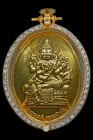 【正牌】屈淺華喇能 龍婆浸蘭大師 四面神 配戴型 連意大利金鑽開合防水殼(No.30300)
