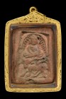 【正牌】 寺廟屈瑪腦 龍婆Boiy大師 祟笛騎神牛佛牌 配戴型 附驗證卡 連純金防水殼(No.30011)