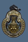 【正牌】寺廟屈確喔燙 龍婆公大師 魯士那洛 {金色} 佩戴型 連白金色雷射防水殼(NO.29601)