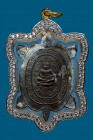 【正牌】寺廟屈麗定湯 龍婆了大師 聖水版財龜 配戴型 附驗證卡 連意大利金鑽防水殼(No.29897)