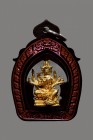 【正牌】寺廟屈鐵冠燙 四面神佛牌 小立尊 【金色】 配戴型 連粉紅色鐳射防水殼(No.29225)