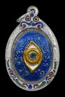 【正牌】2560年四面神大法會 桃花眼{藍底藍寶石}配戴型 連純銀龍也防水殼(No.29889)