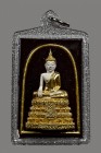 【正牌】寺廟屈泥顯 所通佛 上色牌（黑色）配戴型 連閃銀防色水殼(NO.29621)