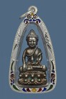 【正牌】寺廟屈破史實額 龍婆濟公大師 藥師佛{紅銅} 配戴型 連純銀龍也防水殼(No.29676)