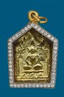 【陰料】龍婆浸蘭大師 首哈派粉坤平 親筆三色符印 貼金面 小模 {二期} 連意大利金鑽防水殼 (NO.30441)