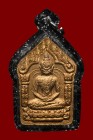 【正牌】泰國佛牌 寺廟屈朗夾 龍婆沙礦大師 2554 雙面坤平 配戴型 附驗證卡 連黑銀色邊防水殼(No.30078)