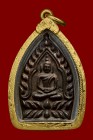 【正牌】寺廟屈班柏 龍婆笨大師 第一期 周所佛 配戴型 連意大利金防水殼(No.29704)