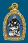 【正牌】寺廟屈鐵冠燙 四面神 小立尊【黑銀色】配戴型 連意大利金鑽防水殼(No.30524)