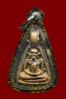 泰國佛像 寺廟屈班間 2541 龍婆艮大師自身 (細鋤頭) 配戴型 連黑金色邊防水殼(No.21048)