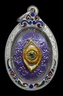 【正牌】2560年四面神大法會 桃花眼{紫底藍寶石}配戴型 連純銀龍也防水殼(No.29888)