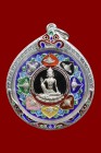 泰國佛牌 寺廟屈哈瑪塔 龍婆龍耐大師 澤度今天神後盼柏間 {純銀 上色版} 配戴型(No.24685)