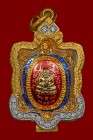 【正牌】 寺廟屈麗定燙 龍婆了大師 三色財龜 配戴型  附驗證卡 連意大利金鑽防水殼(No.29879)
