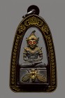 【正牌】龍婆綿大師 拍罌 {無靈 無陰料 無心咒} 配戴型 連金色鐳射邊防水殼 (NO.30064)