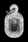 泰國聖物 龍婆拉架大師 龍婆濟公大師【叻路卡】符珠 {純銀版 黑色} 配戴型(NO.29592)