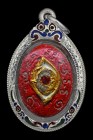 【正牌】2560年四面神大法會 桃花眼{紅底紅寶石}配戴型 連純銀龍也防水殼(No.29890)