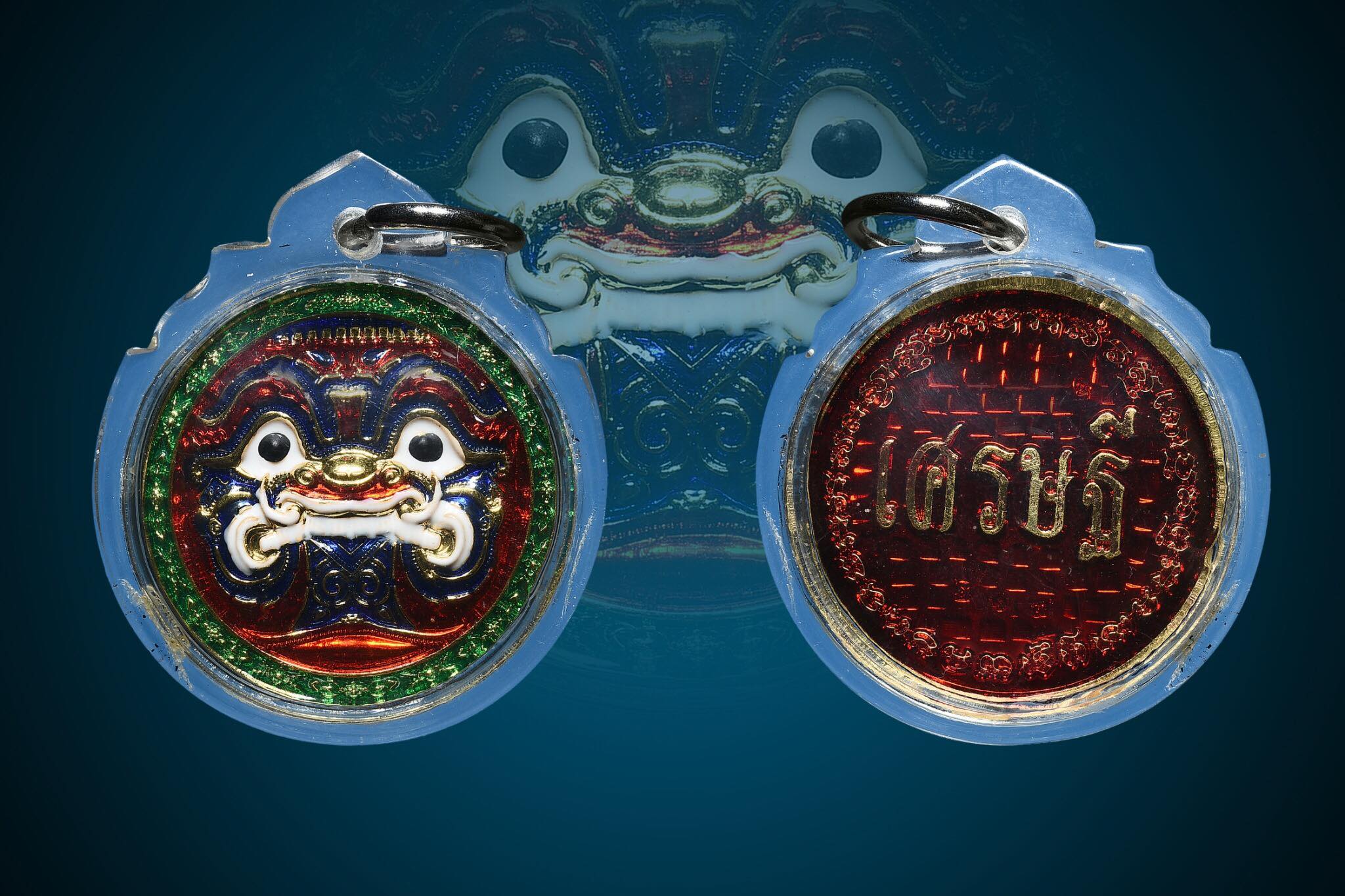 泰国佛牌 高僧龙婆乔大师 鬼王佛牌 (彩绘版)配戴型 连防水透明壳(no.