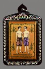 【正牌】泰國佛牌 高僧龍婆拉架大師【男男和合燕通】配戴型 連鐳射黑銀防水殼(NO.30503)