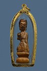 【正牌】寺廟屈朗破 龍婆登大師 象牙招財女神 配戴型 附驗證卡 連純金防水外殼(No.29651)