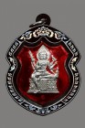 【正牌】龍婆浸蘭大師 四面神佛牌 (紅色) 配戴型 連銀色鐳射防水殼(No.30084)
