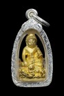 泰國佛牌 寺廟屈破史 龍婆瑣大師 藥師佛 {細模 金色} 配戴型 連純銀防水殼(No.24282)