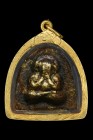 【正牌】寺廟屈克灣 龍婆班大師 必打佛牌 配戴型 附驗證卡 連泰國純金防水外殼(No.30010)