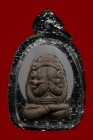 【正神】寺廟屈班角 龍婆柏大師 符文六手必打佛牌 (經粉版) 配戴型 連黑銀色邊防水殼(No.29850)