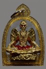 【正牌】阿贊空煞師傅 2567 古繼嬌天神{金色}【小立尊】配戴型 連閃金色邊防水殼(No.29836)