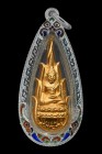 【正牌】寺廟屈班麗 聖僧龍婆冠大師 火焰藥師佛 配戴型 連純銀龍也防水殼(No.29904)