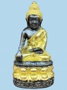 【正佛】寺廟屈班柏 老虎廟 龍婆三安大師 藥師佛 {約6.6寸高}供奉型【燙金版】(No.30361)