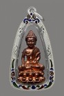 【正牌】寺廟屈破史實額 龍婆濟公大師 藥師佛{黃銅} 配戴型 連純銀龍也防水殼(No.29675)