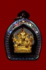 【正牌】寺廟屈共 龍婆樂大師 象神小立尊(純金色) 配戴型 連閃銀色鐳射防水殼(No.29230)