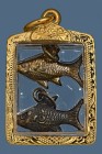 【正牌】泰國佛牌 龍婆鍾大師 招財魚 (一對) (細模) 配戴型 附驗證卡 連意大利金防水透明殼(No.30169)