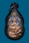 【正牌】高僧龍婆靚大師 四面神佛牌 中模小立尊 (玫瑰金色) 配戴型 連黑色防水殼(No.29857)