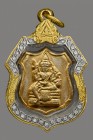 【正牌】寺廟屈曲瑪勇 龍婆篤大師 2528 聖粉四面神 {建廟版} 配戴型 附驗證卡(No.30470)